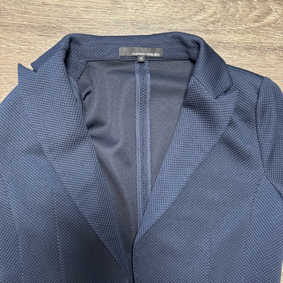 Amanda + Chelsea Navy Blue Textured Women's Blazer, Size Medium - Picture 3 of 10